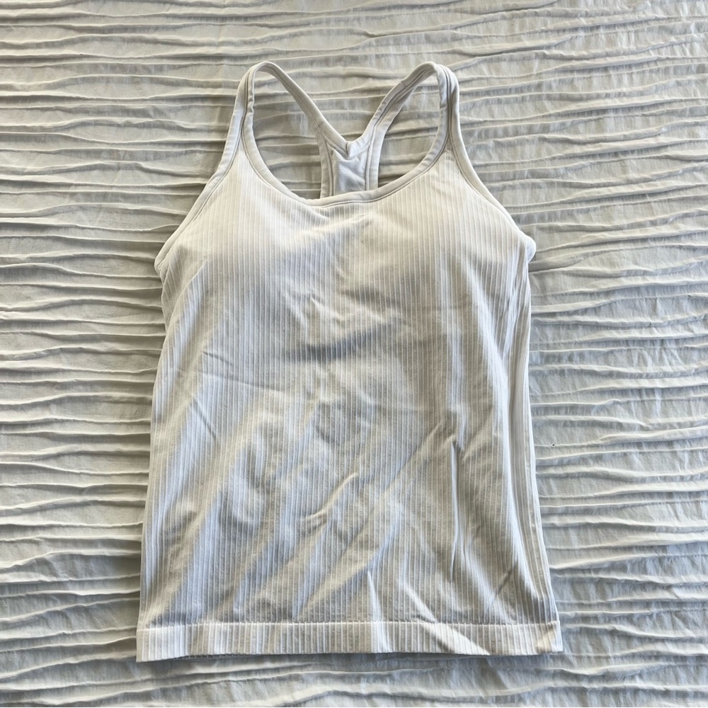 Women's White Ribbed Tank Top